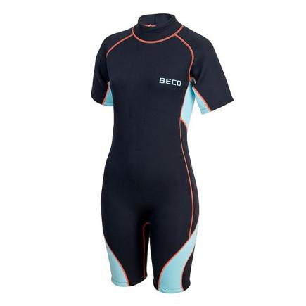 BECO dames wetsuit shorty Tarifa | zwart/turquoise